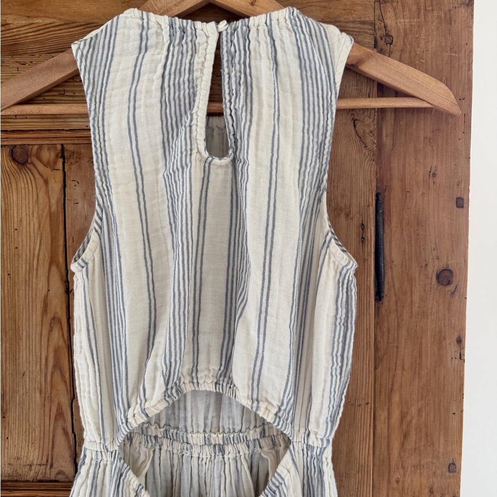 Sleeveless Striped NWT Pact Coastal Double Cloth Cotton cut-out Midi Dress. - Picture 3 of 8